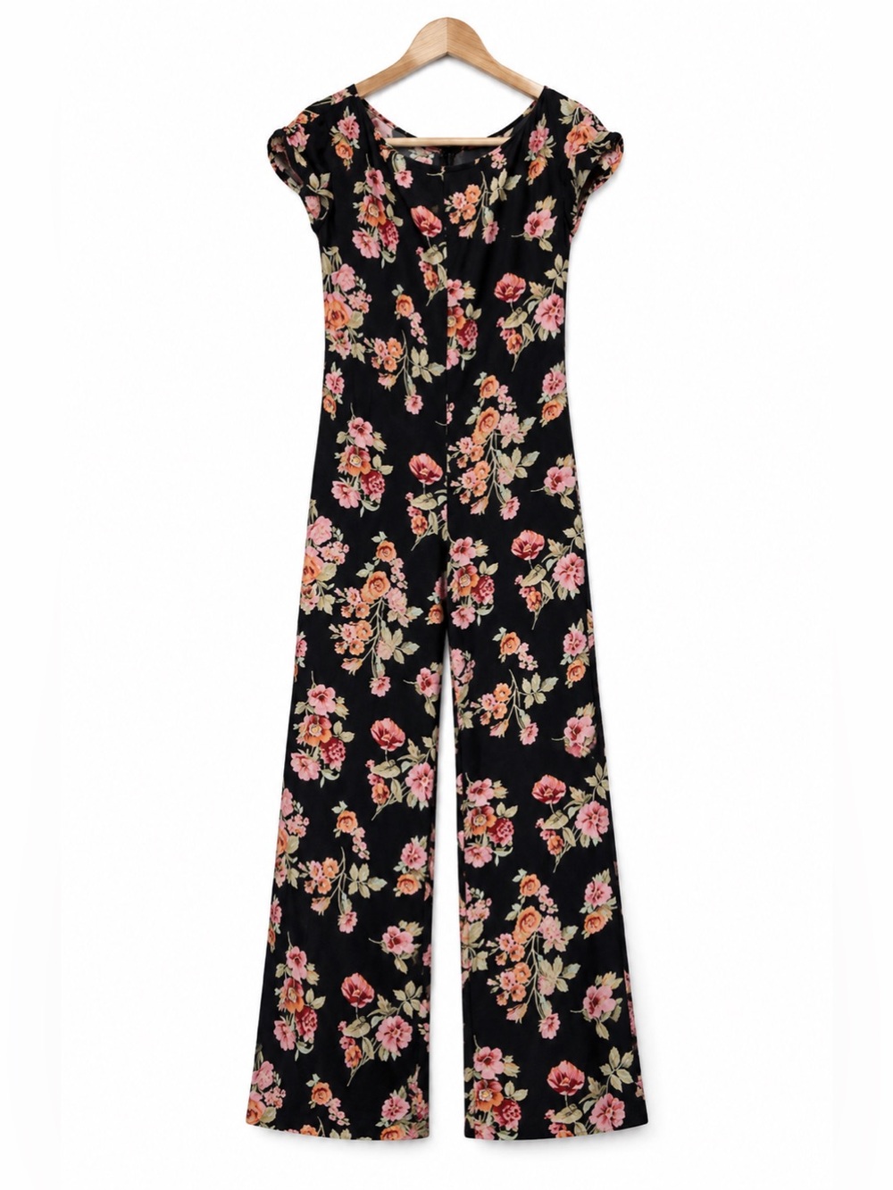 Flynn Skye Jumpsuit Womens Small Black Floral Wide Leg Keyhole Back Boho NWT